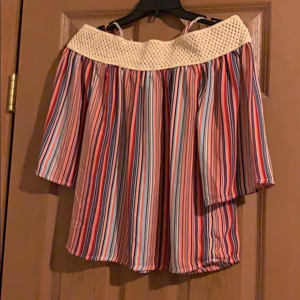 Multi color off the shoulder blouse